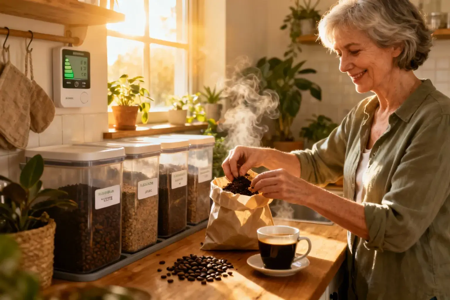 En collectant 30 kg de marc de café par an, Sophie économise 180 euros de chauffage