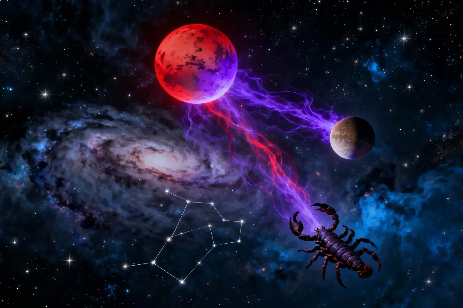 Mars et Pluton convergent sur le Scorpion : cette configuration amplifie l’agressivité